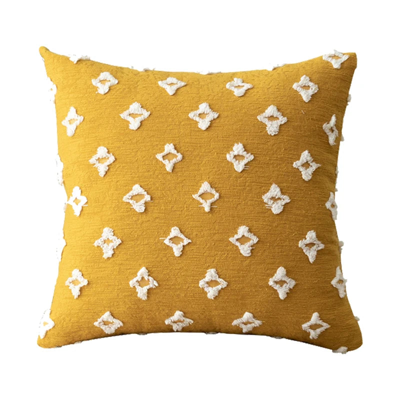 coussin jaune motif étoile moderne décoration salon maison 30x50cm 45x45cm coton linge