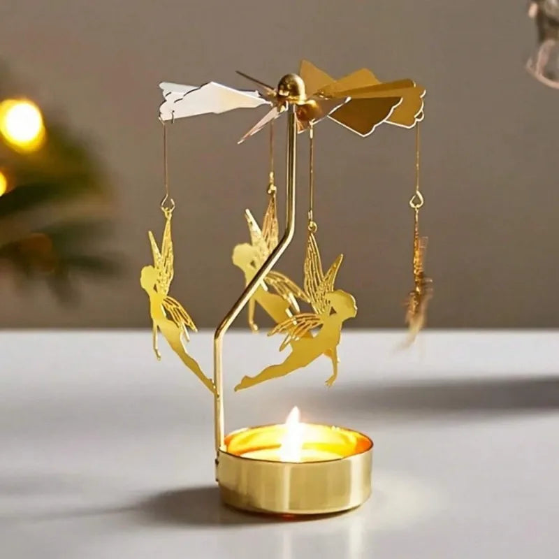 mobile bougie or chevaux cerfs fées oiseaux motifs floraux artisanal décoratif tringle inclusion métal
