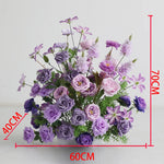 arches décoratives florales artificielles violettes roses romantiques mariageintérieur bouquets fleurs variées texturées