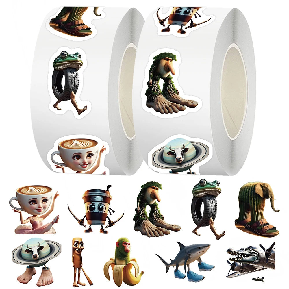 sticker autocollants multicolores dessin animé thèmes variés animaux objets personnages
