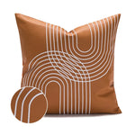 taies d'oreillers brodées contemporain 45x45cm marron clair motifs géométriques