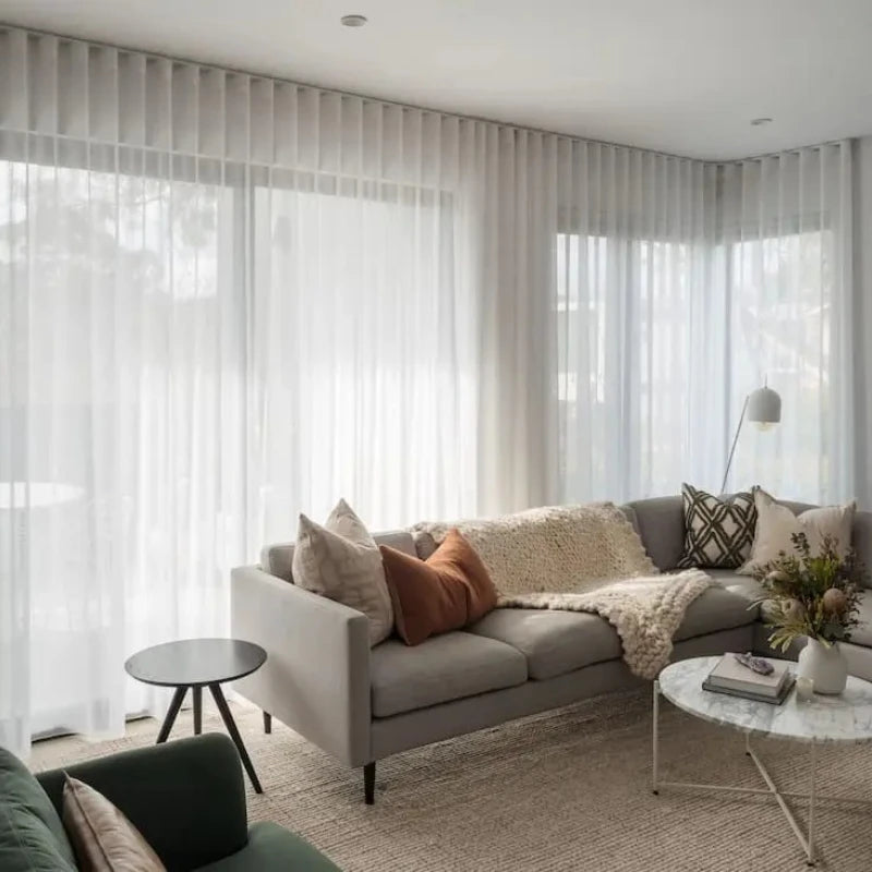 rideau blanc transparent tulle rayures moderne maison hospitalière machine laver