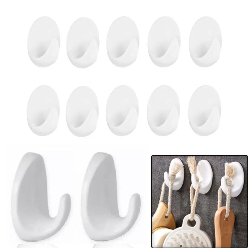 crochets adhésifs blancs minimalistes modernes carrelage marbre pvc verre bois plusieurs utilisations cuisine salle