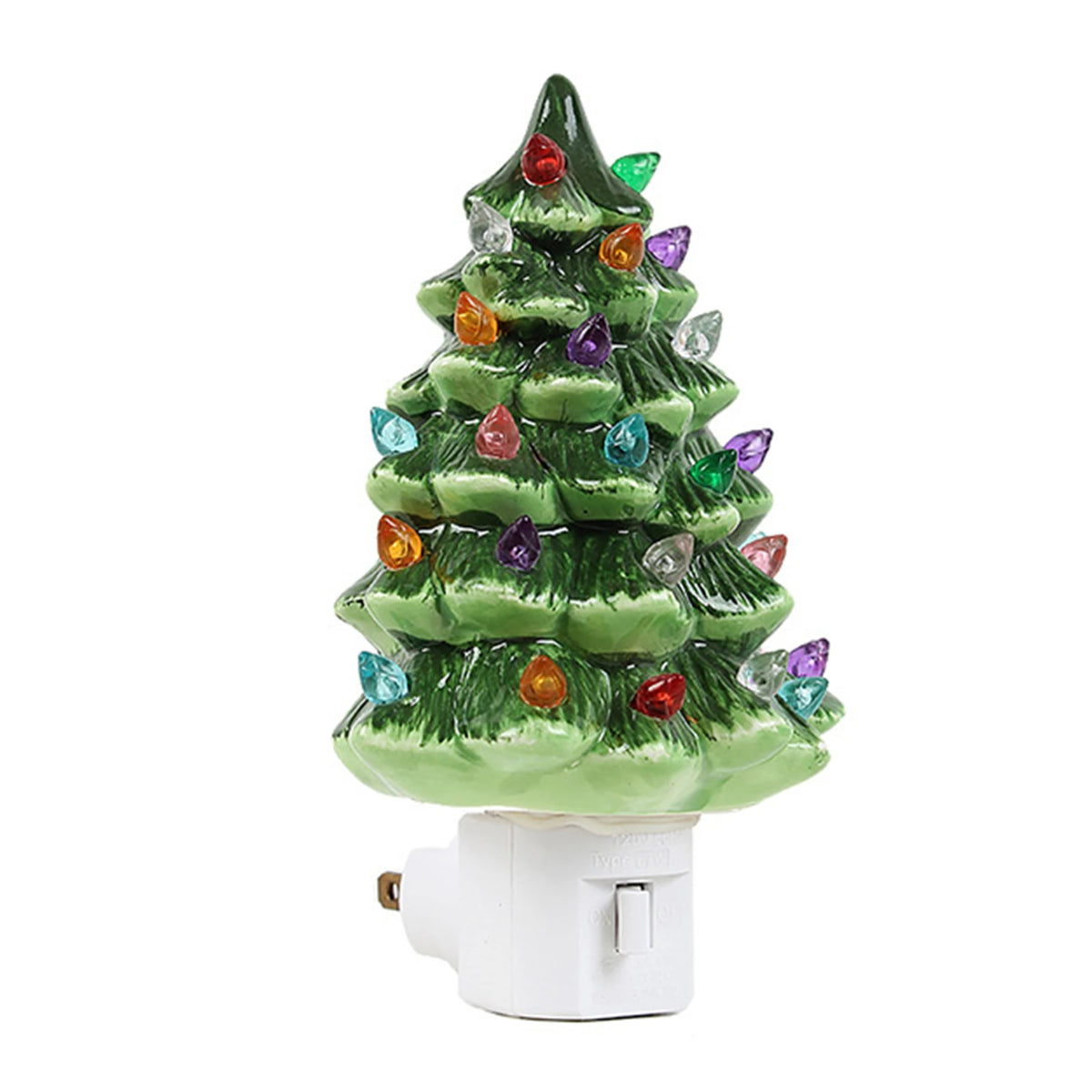 lampe nuit arbre noël vert blanc classique vintage hand painted décor chambre salle
