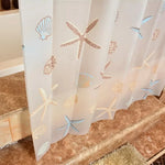 rideau douche étoiles mer coquillages motifs pois translucide moderne marin crochets métalliques blanc bleu