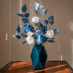 bouquet fleurs artificielles vase bleu foncé blanc crème modernes décoration intérieure mariage anniversaire