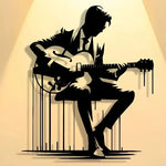 décoration murale silhouette guitariste noir contemporain abstraite métal opacité 26x30cm