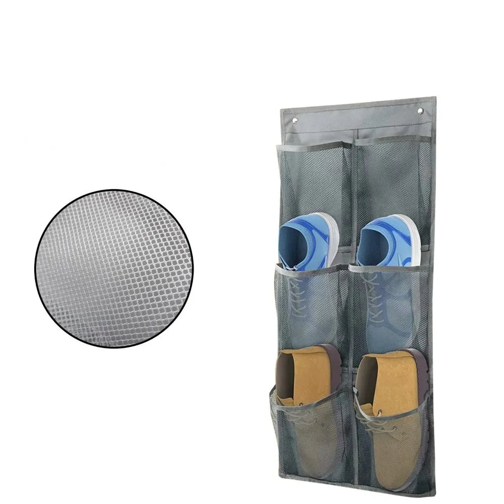 organisateur suspendu multi poches utilitaire gris noir maille semi transparent métalliques rangement chambre