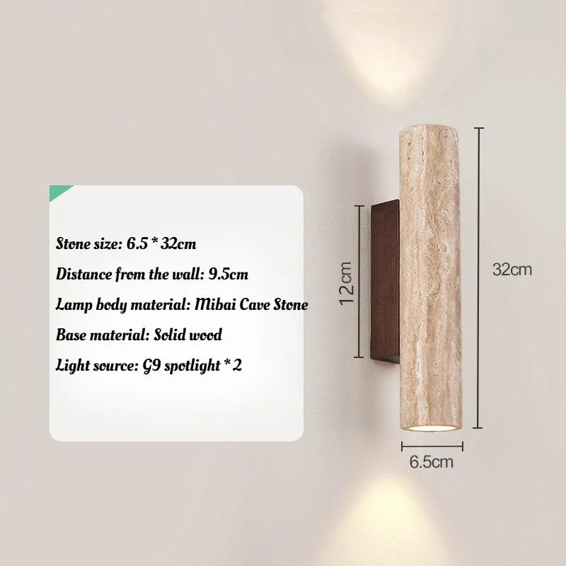 applique murale moderne pierre beige clair veines minimaliste éclairage led chambre salon