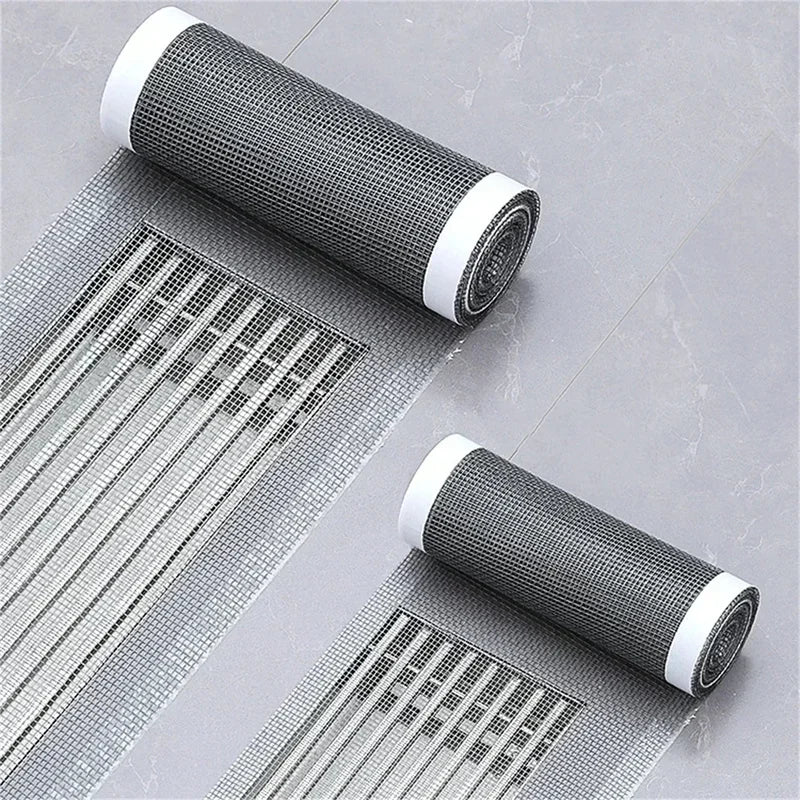 grille drainage adhésive maille fine gris clair moderne salle bain cuisine scie main auto