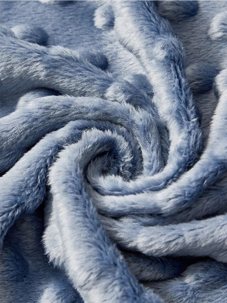 couverture bébé polyester gris rose bleu blanc boules polaire douce quatre saisons