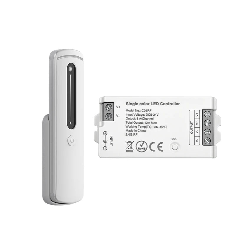 contrôleur led rf sans fil télécommande cct adaptable 12v 24v 15a led dimmable blanc