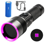 lampe torchon uv led rechargeable anti choc autodéfense affichage lcd texture anti glisse noire