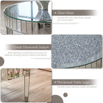 table basse ronde moderne transparente motifs cristal argentée chic salon chambre