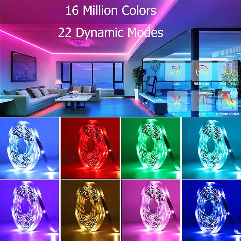 ruban led rgb multicolore 5m 10m 15m 20m moderne télécommande application