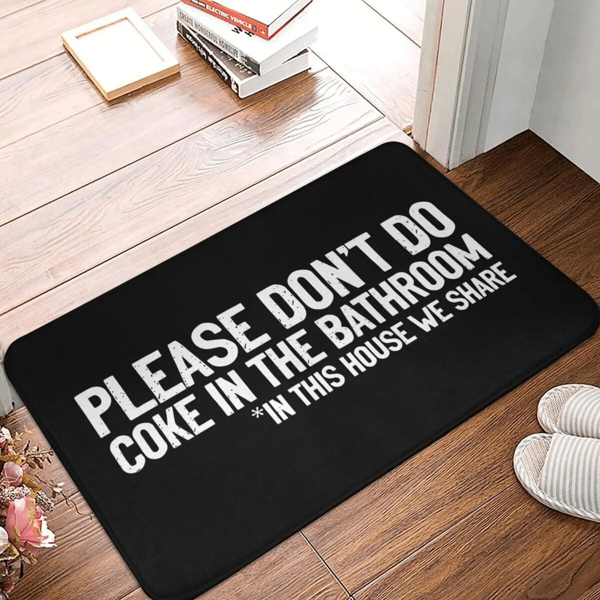 tapis sol moderne antidérapant noir message humoristique don't drink coke bain imperméable