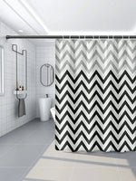 rideau douche moderne zigzag noir blanc eva relief anneau métallique 80x180cm