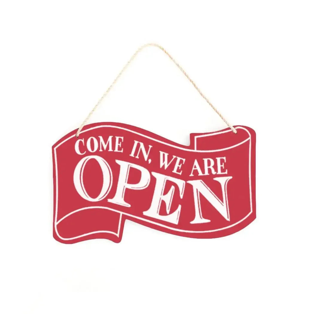 panneau ouverture fermeture lettrage come in we are open sorry we are closed cordelette