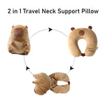 coussin support cou capybara peluche marron clair doux moelleux mignon voyage literie