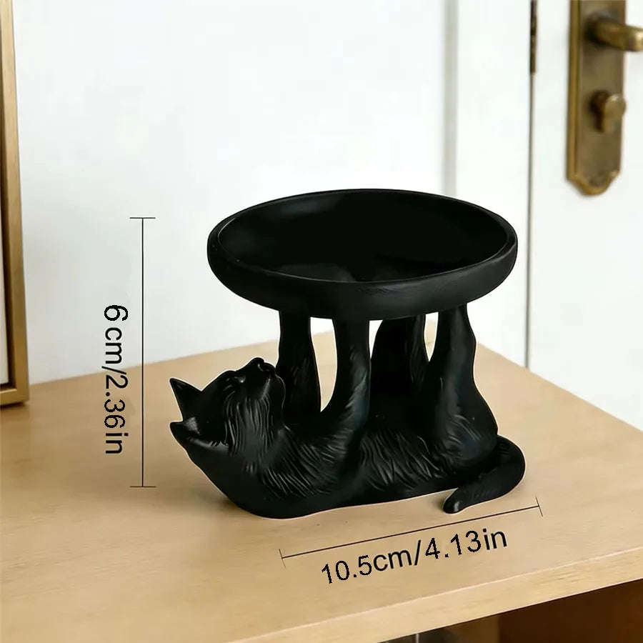 plateau decoratif chat noir blanc rangement bijoux decor maison moderne animaux