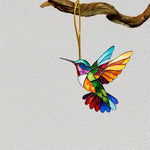 pendentif oiseau multicolore mosaïque artisanale opacité chaîne dorée extérieur maison