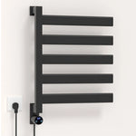 radiateur électrique mural noir fixations murales interrupteur numérique réglage température sèche serviettes moderne
