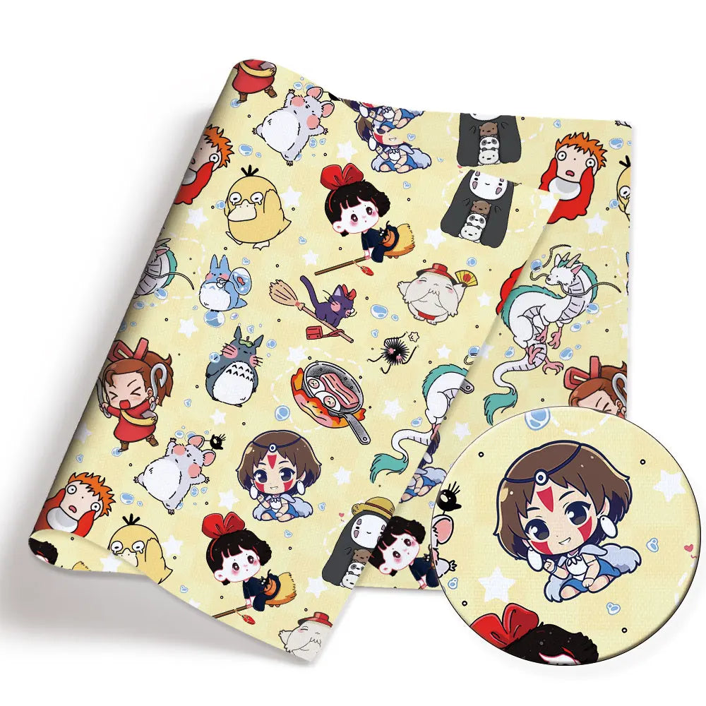 serviettes animées personnages floraux étoiles polyester coton beige noir blanc rose vert