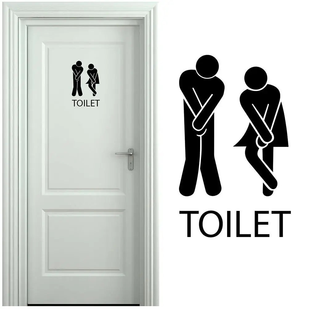 autocollant porte toilette silhouettes humaines noir minimaliste moderne adhésif chambre bains entrée wc