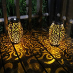 lanterne solaire suspendue noire spirales dorées extérieure artisanale ip44