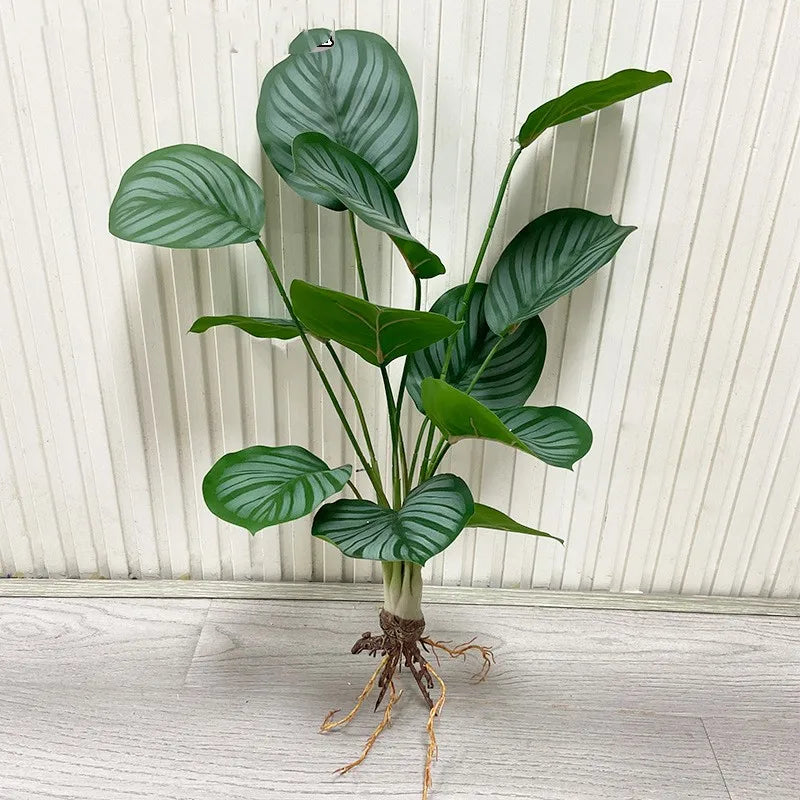 décoration murale moderne plante artificielle feuilles vertes racines apparentes salon chambre coucherextérieur