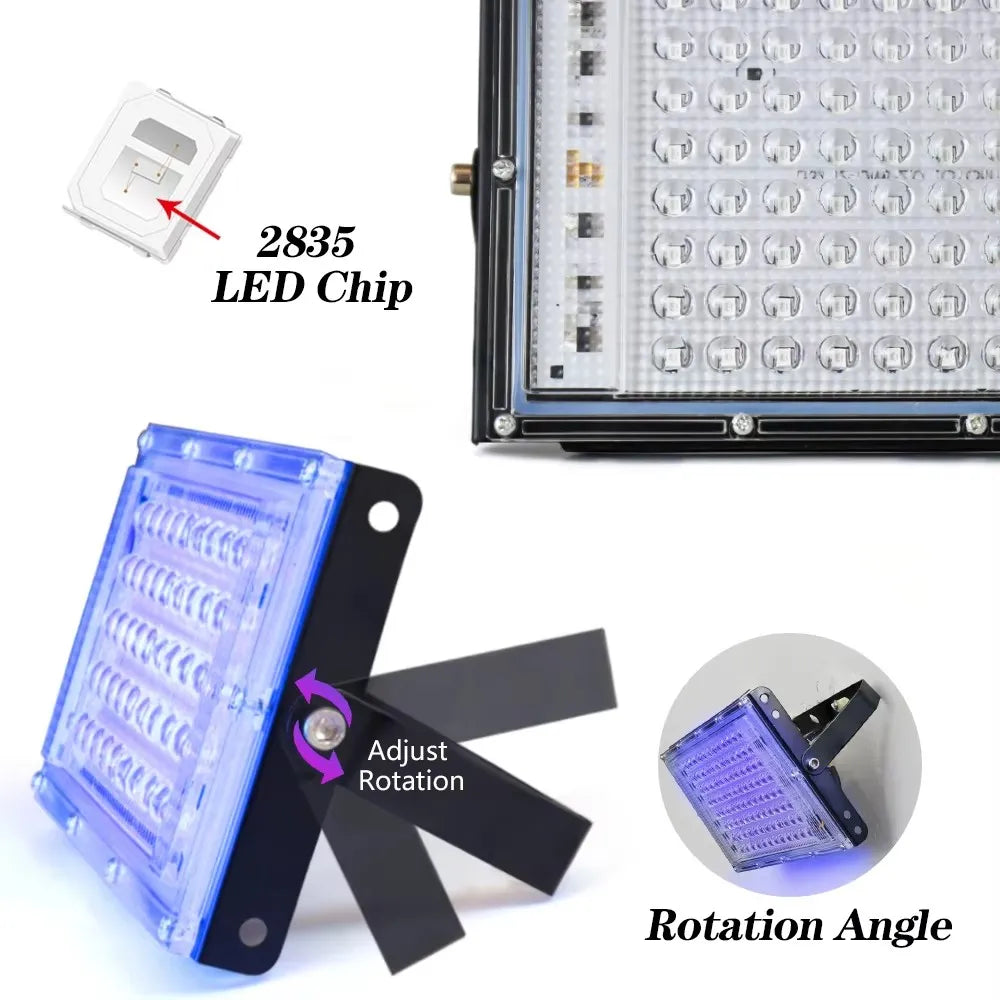 lampe uv led 100w bleu moderne câble alimentation interrupteur led chip 2835