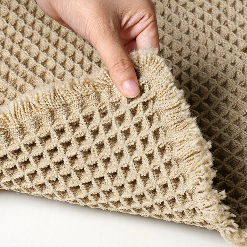 tapis bain absorbant anti dérapant coton moderne beige clair maille fine franges bord salle