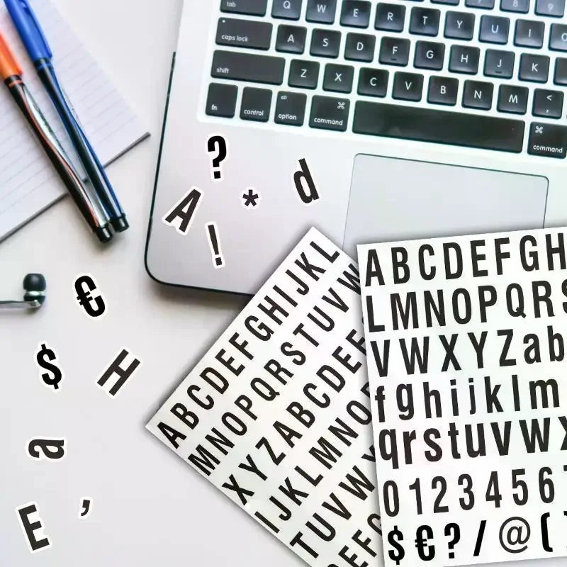 lettres autocollantes modernes lettres colorées étui lunettes adhésif opaque beige clair scrapbooking artisanat DIY