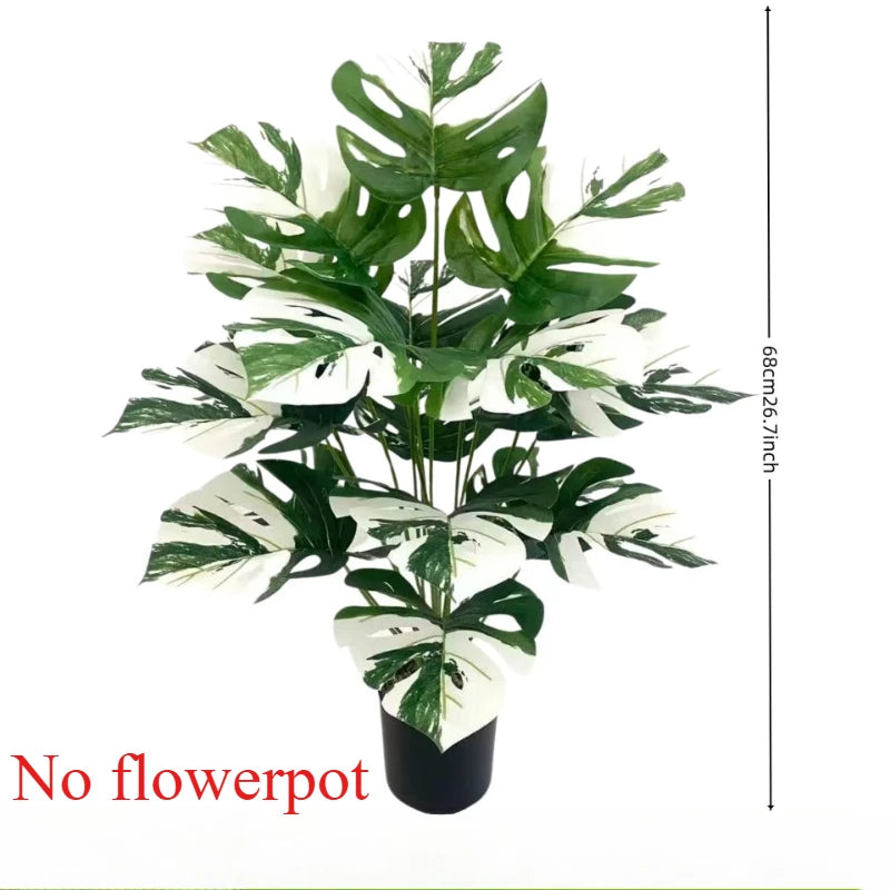 plantes artificielles feuilles monstera vertes nervures taches blanches moderne decoration intérieure