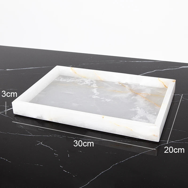 ensemble salle bain marbre onyx blanc distributeur savon porte brosse dents plateau luxe