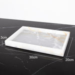 ensemble salle bain marbre onyx blanc distributeur savon porte brosse dents plateau luxe