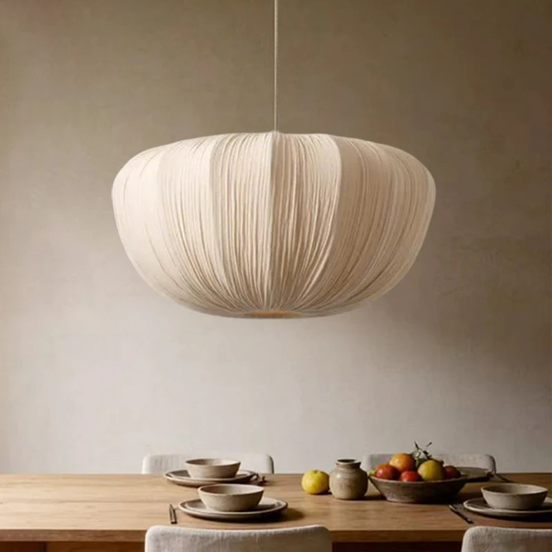Suspension lumineuse tissu beige rayures moderne câble suspendu 249 2000 lumens 90 260V
