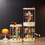 présentoir rotatif blanc figurines transparent boîte rangement moderne niveaux lisses anti poussière trưng bày