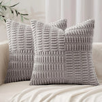 housse coussin carré moderne texture bleu marine polyester coton décoratif lit siège fixations blanc