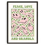 affiche pop art smiley géométrique moderne sans cadre couleur jaune rose bleu verte chambre