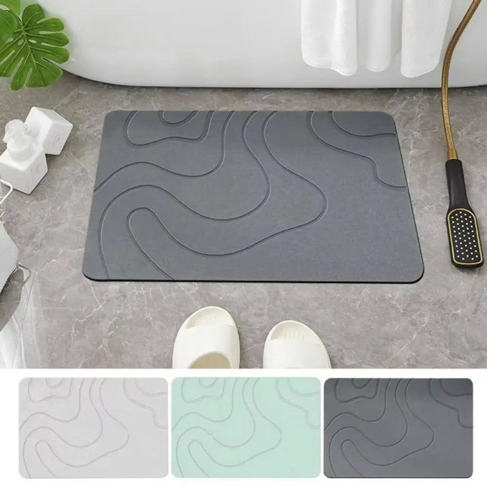tapis bain antidérapant gris foncé vert moderne 40x60cm ondulé relief absorbant