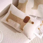 coussins brodés chiens modernes respectueux environnement polyester coton blanc noir orange