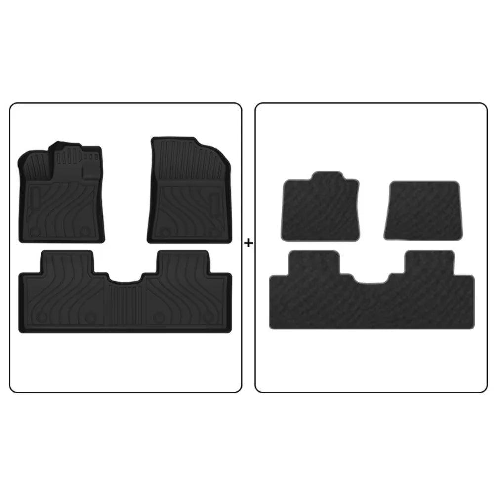 tapis sol voiture noir rayures horizontales surface rugueuse moderne résistant eyelets six pièces