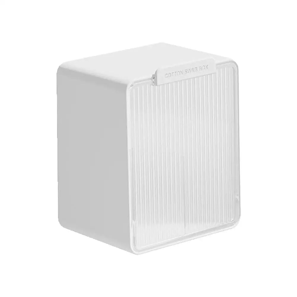 boîte rangement murale transparente blanche adhésive coton tiges réutilisable moderne salle bain organisateur plastique