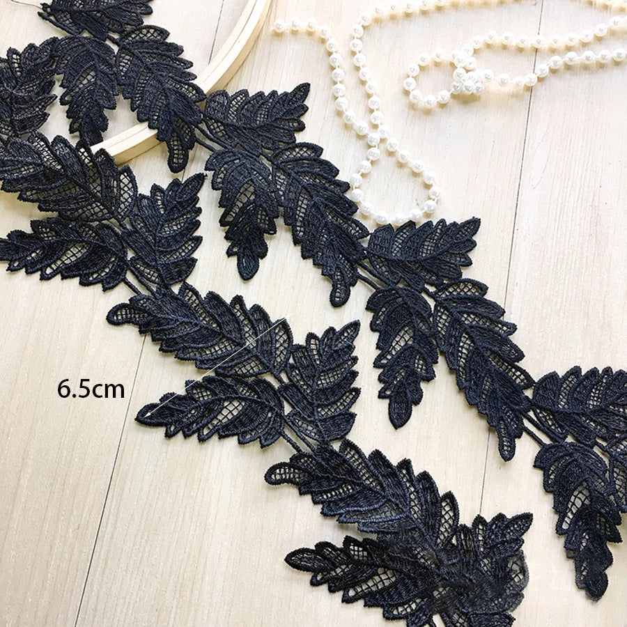 tissu dentelle noir floral ajouré polyester classique couture robe accessoire fête