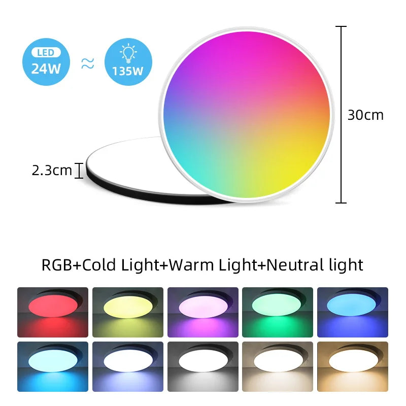 plafonnier led blanc doré moderne télécommande 30w 40w 50w étanche