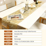 table chevet moderne chemin table motifs végétaux feuilles or blanc semi transparent