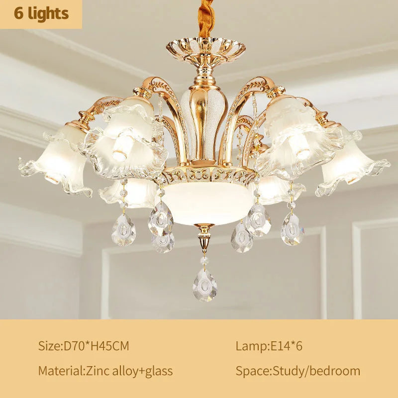 lustre doré cristal fleurs classique baroque salon encastrée led 2000lm 82000lm