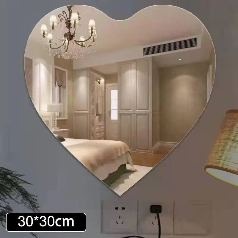 miroir mural transparent moderne adhésif vinyle décoration chambre coucher DIY