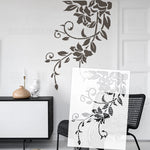 Stencil mural floral noir blanc adhésif artisanal decoratif taille 70cm 60cm 50cm 80cm 90cm